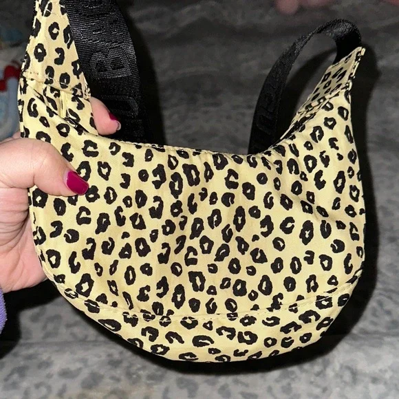 Baggu Mini Leopard Print Crescent Crossbody Bag- Beige/Black - Picture 4 of 4
